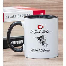 Hediye Dükkanı Kişiye Özel Askere Hediye Siyah Kupa Bardak