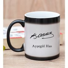 Hediye Dükkanı Kişiye Özel Atatürk İmzalı Sihirli Kupa Bardak