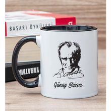 Hediye Dükkanı Kişiye Özel Atatürk Siluetli Siyah Kupa Bardak