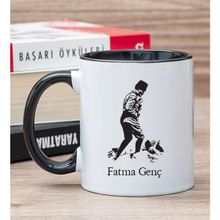 Hediye Dükkanı Kişiye Özel Atatürk Tasarımlı Siyah Kupa Bardak
