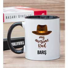 Hediye Dükkanı Kişiye Özel Awesome Dad Babaya Hediye Siyah Kupa Bardak