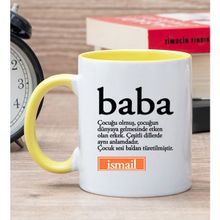 Hediye Dükkanı Kişiye Özel Baba Kelimesi için Anlam Baskılı Sarı Kupa Bardak