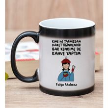 Hediye Dükkanı Kişiye Özel Bak Kendime de Kahve Yaptım Baskılı Sihirli Kupa Bardak