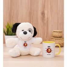 Hediye Dükkanı Kişiye Özel Başak Burcuna Hediye Sarı Kupa Bardak ve Peluş Köpek
