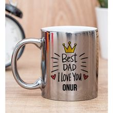 Hediye Dükkanı Kişiye Özel Best Dad Baskılı Silver Kupa Bardak