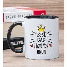 Hediye Dükkanı Kişiye Özel Best Dad Baskılı Siyah Kupa Bardak
