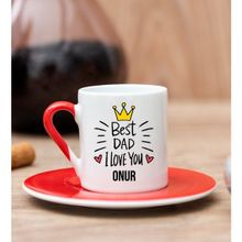 Hediye Dükkanı Kişiye Özel Best Dad Kırmızı Türk Kahvesi Fincanı