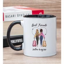 Hediye Dükkanı Kişiye Özel Best Friends Baskılı Siyah Kupa Bardak