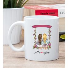 Hediye Dükkanı Kişiye Özel Best Friends Salıncak Tasarım Beyaz Kupa Bardak