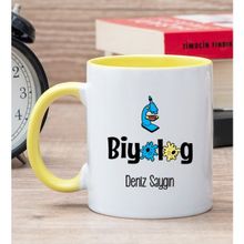 Hediye Dükkanı Kişiye Özel Biyolog Sarı Kupa Bardak