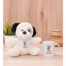 Hediye Dükkanı Kişiye Özel Biz Akıllanmayız Tasarım Esprili Beyaz Kupa Bardak ve Peluş Köpek
