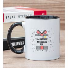 Hediye Dükkanı Kişiye Özel Doğum Günü Hediyesi Siyah Kupa