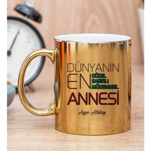 Hediye Dükkanı Kişiye Özel Dünyanın En İyi Annesi Baskılı Gold Kupa Bardak