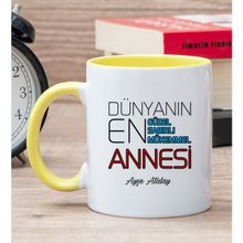 Hediye Dükkanı Kişiye Özel Dünyanın En İyi Annesi Baskılı Sarı Kupa Bardak