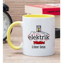 Hediye Dükkanı Kişiye Özel Elektrik Teknikeri Sarı Kupa Bardak