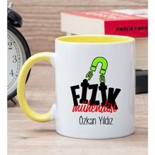 Hediye Dükkanı Kişiye Özel Fizik Mühendisi Sarı Kupa Bardak