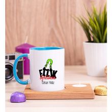 Hediye Dükkanı Kişiye Özel Fizik Öğretmeni Ahşap Altlıklı Mumlu Mavi Kupa