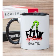 Hediye Dükkanı Kişiye Özel Fizik Öğretmeni Siyah Kupa Bardak