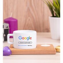 Hediye Dükkanı Kişiye Özel Google Tasarım Esprili Ahşap Altlıklı Mumlu Fincan