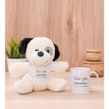 Hediye Dükkanı Kişiye Özel Google Tasarım Esprili Beyaz Kupa Bardak ve Peluş Köpek