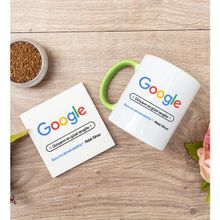 Hediye Dükkanı Kişiye Özel Google Tasarım Esprili Sarı Kupa Bardak ve Bardak Altlığı
