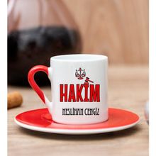 Hediye Dükkanı Kişiye Özel Hakim Kırmızı Türk Kahvesi Fincanı