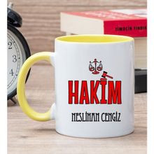 Hediye Dükkanı Kişiye Özel Hakim Sarı Kupa Bardak