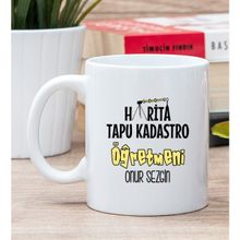 Hediye Dükkanı Kişiye Özel Harita Tapu Kadastro Öğretmeni Beyaz Kupa Bardak