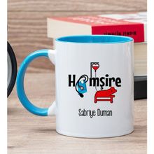 Hediye Dükkanı Kişiye Özel Hemşire Mavi Kupa