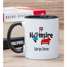 Hediye Dükkanı Kişiye Özel Hemşire Siyah Kupa Bardak