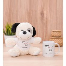 Hediye Dükkanı Kişiye Özel Incinmişsin Dedi Tasarım Esprili Beyaz Kupa Bardak ve Peluş Köpek