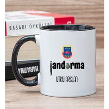 Hediye Dükkanı Kişiye Özel Jandarma Baskılı Siyah Kupa Bardak