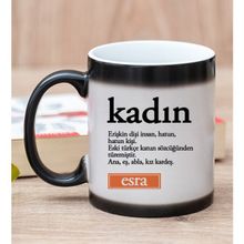 Hediye Dükkanı Kişiye Özel Kadın Kelimesi için Anlam Baskılı Sihirli Kupa Bardak