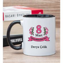 Hediye Dükkanı Kişiye Özel Kadınlar Günü Hediyesi Siyah Kupa Bardak