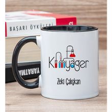 Hediye Dükkanı Kişiye Özel Kimyager Baskılı Siyah Kupa Bardak