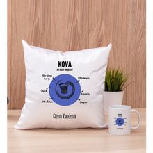 Hediye Dükkanı Kişiye Özel Kova Burcuna Hediye Beyaz Kupa Bardak ve Kare Yastık