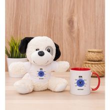 Hediye Dükkanı Kişiye Özel Kova Burcuna Hediye Beyaz Kupa Bardak ve Peluş Köpek