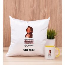 Hediye Dükkanı Kişiye Özel Kudurtayım Diye Tasarım Esprili Sarı Kupa Bardak ve Kare Yastık