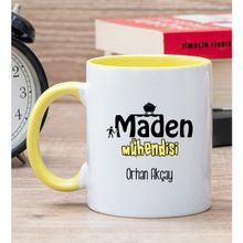Hediye Dükkanı Kişiye Özel Maden Mühendisi Sarı Kupa Bardak