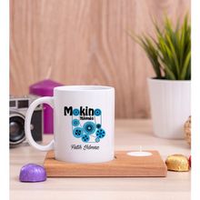 Hediye Dükkanı Kişiye Özel Makine Mühendisi Ahşap Altlıklı Mumlu Beyaz Kupa Bardak