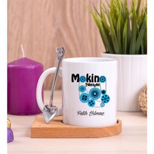 Hediye Dükkanı Kişiye Özel Makine Teknisyeni Ahşap Altlıklı Kaşıklı Beyaz Kupa Bardak