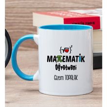 Hediye Dükkanı Kişiye Özel Matematik Öğretmeni Mavi Kupa