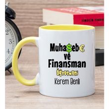 Hediye Dükkanı Kişiye Özel Muhasebe ve Finansman Öğretmeni Sarı Kupa Bardak