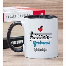 Hediye Dükkanı Kişiye Özel Müzik Öğretmeni Siyah Kupa Bardak
