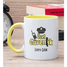 Hediye Dükkanı Kişiye Özel Özel Güvenlik Baskılı Sarı Kupa Bardak