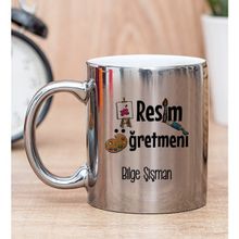 Hediye Dükkanı Kişiye Özel Resim Öğretmeni Silver Kupa Bardak