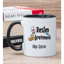 Hediye Dükkanı Kişiye Özel Resim Öğretmeni Siyah Kupa Bardak