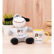 Hediye Dükkanı Kişiye Özel Ruh Eşimi Nasıl Bulayım Esprili Sarı Kupa Bardak ve Peluş Eşek