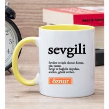 Hediye Dükkanı Kişiye Özel Sevgili Kelimesi için Anlam Baskılı Sarı Kupa Bardak