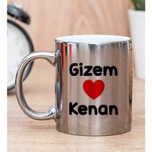 Hediye Dükkanı Kişiye Özel Sevgililere Özel İsim Yazılı Silver Kupa Bardak